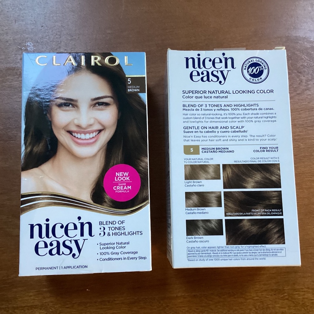 Clairol Nice N’ Easy Medium Brown 5 Permanent 1 Application Bundle New